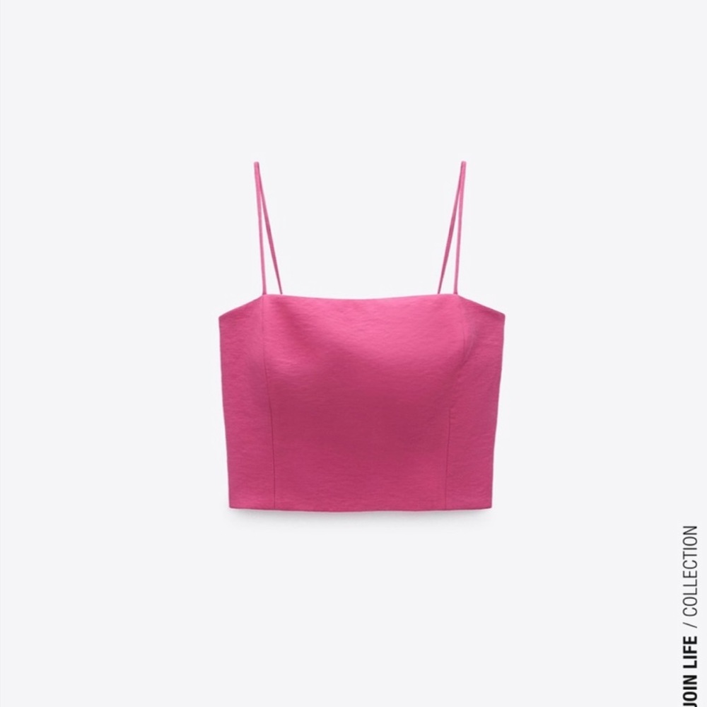 Zara Fuschia Flowy Crop Top